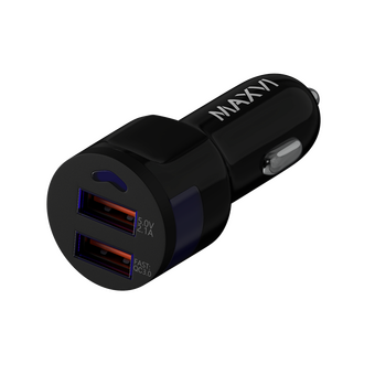  АЗУ Maxvi CCM-522 black 5.2A, 2xUSB, QC3.0 подсветка синяя 