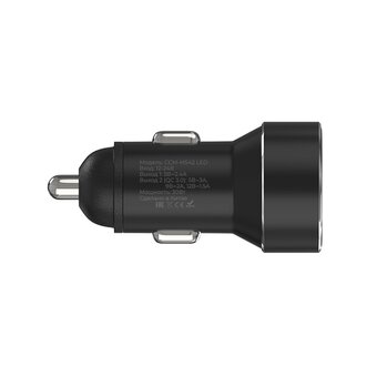  АЗУ Maxvi CCM-M542 LED metallic black 5.4A, 2xUSB, QC3.0 