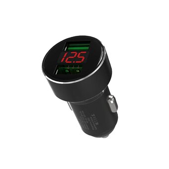  АЗУ Maxvi CCM-M542 LED metallic black 5.4A, 2xUSB, QC3.0 