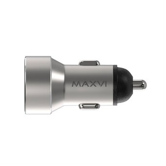  АЗУ Maxvi CCM-M542 LED metallic silver 5.4A, 2xUSB, QC3.0 