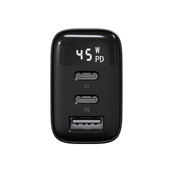  Cетевое зарядное устройство Magssory ACH008 Digit 45W GaN, с дисплеем и функцией быстрой зарядки черный 