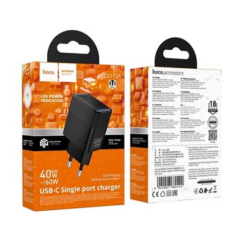  СЗУ HOCO CS113A Lounge single port PD40W charger EU черный 