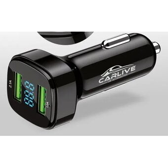  Автомобильное зарядное устройство Carlive CR30 2USB 5V/3.1A с инд. вольтметра Black без упаковки 10pcs 