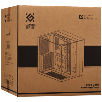  Корпус DEFENDER CryoCube (25201) Miditower ATX Micro-ATX Mini-ITX W/O PSU USB1.1+3.0+Type-C+audio черный с окном 