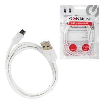  Кабель SONNEN 513557 USB2.0-micro USB, 1м медь белый 