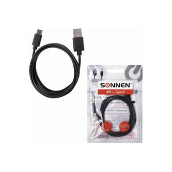  Кабель SONNEN 513117 USB 2.0-Type-C, 1м медь черный 