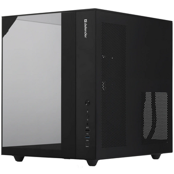  Корпус DEFENDER CryoCube (25201) Miditower ATX Micro-ATX Mini-ITX W/O PSU USB1.1+3.0+Type-C+audio черный с окном 
