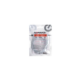  Кабель SONNEN 513117 USB 2.0-Type-C, 1м медь черный 