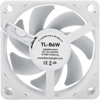  Кулер Thermalright TL-B6W (60x60x25mm, 4-pin PWM, 16.17CFM, 20.17dBA, 3200RPM, White) 