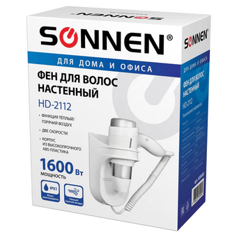  Фен SONNEN HD-2112 Extra power белый/хром 