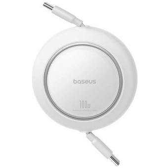  Кабель Baseus P10364500213-01 Free2Pull Mini Retractable Charging Cable USB-C to USB-C 100W 1.5 Moon White 