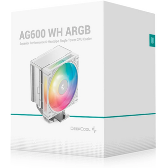  Кулер DEEPCOOL AG600 WH ARGB LGA1851/1700/AM5/AM4 (TDP 270W, PWM, Fan 120mm, 6 тепл. трубок, белый) Ret 