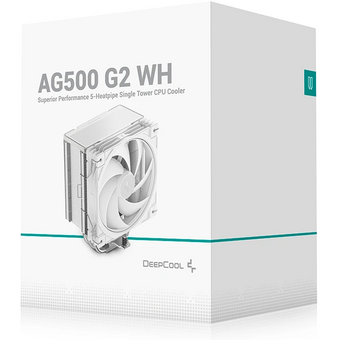 Кулер DEEPCOOL AG500 G2 WH LGA1851/1700/AM5/AM4 (TDP 250W, PWM, Fan 120mm, 5 тепл.трубок, белый) Ret 