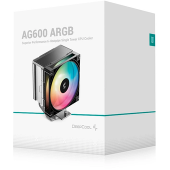  Кулер DEEPCOOL AG600 ARGB LGA1851/1700/AM5/AM4 (TDP 270W, PWM, ARGB Fan 120mm, 6 тепл. трубок, черный) Ret 