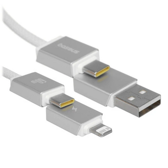  Кабель Baseus P10383000211-01 Versatile Two-for-Two Fast Charging Cable U+C to C+L 60W 2m Moon White 