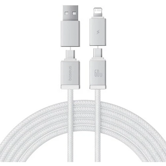  Кабель Baseus P10383000211-01 Versatile Two-for-Two Fast Charging Cable U+C to C+L 60W 2m Moon White 