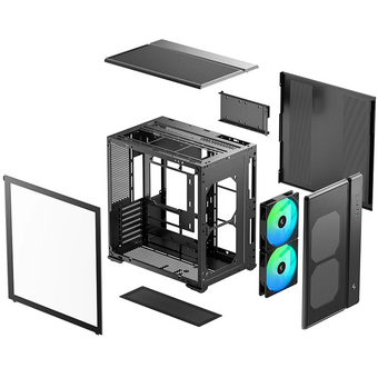  Корпус Deepcool CG590 Mesh 2F, TG (aquarium), 2x120mm ARGB Fan, mini-ITX, mATX, ATX, черный 