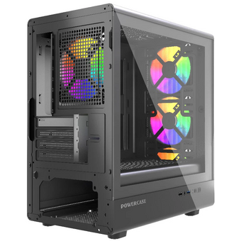  Корпус Powercase Mistral Micro C4B ARGB (CMMCB-A4), Tempered Glass, 4x 120mm ARGB PWM Fan, чёрный, mATX (OEM) 