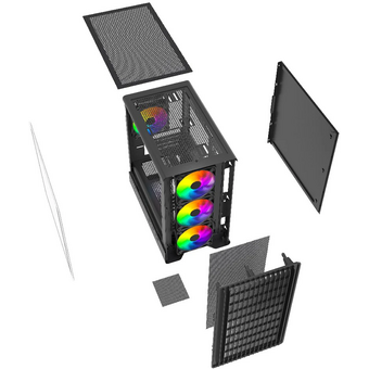  Корпус Powercase Mistral Micro C4B ARGB (CMMCB-A4), Tempered Glass, 4x 120mm ARGB PWM Fan, чёрный, mATX (OEM) 