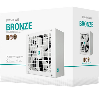  Блок питания Deepcool Gamerstorm PF650X WH (ATX 2.52, 650W, PWM 120mm fan, Active PFC+DC to DC, 80+ Bronze, белый) RET 