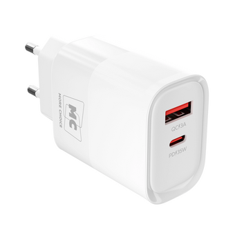  СЗУ More Choice NC82a 1USB+1Type-C 3.0A QC3.0+PD35Вт Type-C+Type-C PD60Вт White 