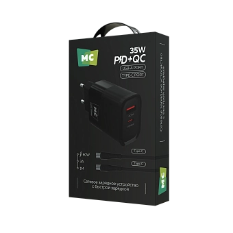 СЗУ More Choice NC82a 1USB+1Type-C 3.0A QC3.0+PD35Вт Type-C+Type-C PD60Вт Black 