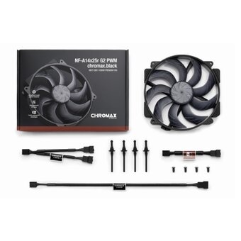  Кулер Noctua NF-A14X25r G2 PWM chromax.black.swap (140x140x25mm, 4-pin 91.58CFM, 24.8dBA, 1500RPM, Black) 