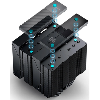  Кулер JONSBO CC90 Black LGA1851/1700/1200/115X/AM5/AM4 (TDP 285W, PWM, 130mm Black Fan + 120mm Black Fan, 6 тепловых трубок, медная база) 