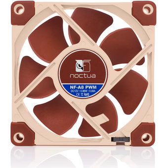  Кулер Noctua NF-A8 PWM chromax.black.swap (80x80x25mm, 4-pin 32.67CFM, 17.7dBA, 2200RPM, Black) 