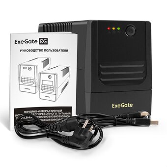  ИБП ExeGate Power NB-650.LED.AVR.4C13.USB (EX299483RUS) 650VA/390W, LED, AVR, 4*C13, USB, батарея 12V 7Ah, Black 