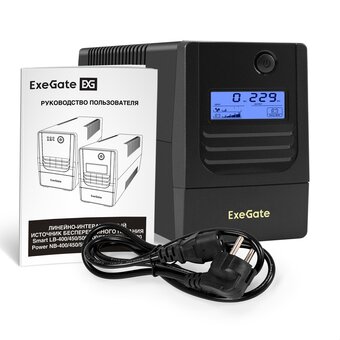  ИБП ExeGate Smart LB-500.LCD.AVR.4C13 (EX299636RUS) 500VA/300W, LCD, AVR, 4*C13, батарея 12V 4.5Ah, Black 