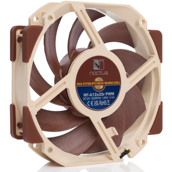  Кулер Noctua NF-A12x25r PWM (120x120x25mm, 4-pin 60.1CFM, 22.6dBA, 2000RPM, Beige/Brown) 
