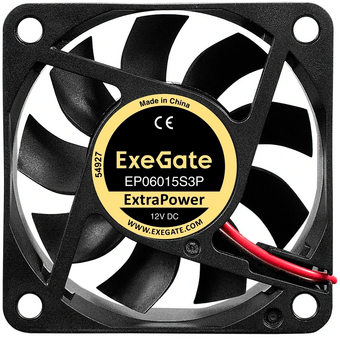  Вентилятор ExeGate ExtraPower EP06015S3P (EX297029RUS) 12В DC (60x60x15 мм, Sleeve bearing (подшипник скольжения), 3pin, 4800RPM, 32dBA) 