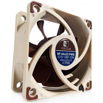  Кулер Noctua NF-A6X25 PWM (60x60x25mm, 4-pin 29.2CFM, 19.3dBA, 3000RPM, Beige/Brown) 