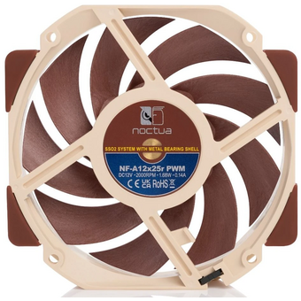  Кулер Noctua NF-A12x25r PWM (120x120x25mm, 4-pin 60.1CFM, 22.6dBA, 2000RPM, Beige/Brown) 