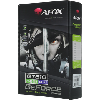  Видеокарта AFOX Nvidia GeForce GT 610 (AF610-2048D3L5-V3) 2ГБ GDDR3, Low Profile, Ret 