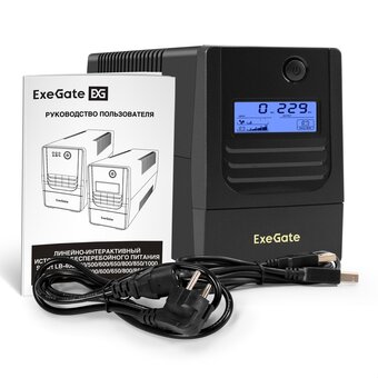  ИБП ExeGate Smart LB-1000.LCD.AVR.4C13.USB (EX299505RUS) 1000VA/650W, LCD, AVR, 4*C13, USB, батарея 12V 9Ah, Black 