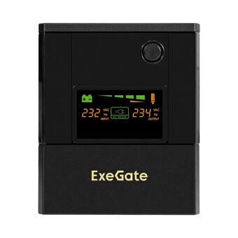  ИБП ExeGate Smart LB-2200.LCD.AVR.4SH (EX299786RUS) 2200VA/1300W, цветной LCD, AVR, 4*Schuko, батарея 12V 9Ah-2шт, металлический корпус, Black 