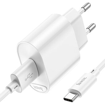  Зарядное устройство Hoco C109A Fighter single port QC 3.0 Charger set (Type-c) (EU) White 