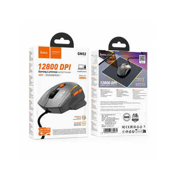  Мышь HOCO GM52 Reddy RGB gaming wired mouse черный 