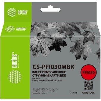  Картридж струйный Cactus CS-R-PFI030MBK черный матовый 55мл для Canon imagePrograf TA-20/30/TM-240/340 