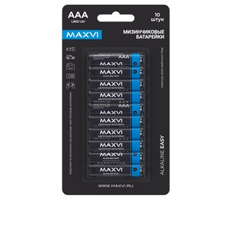  Щелочная батарейка Maxvi MBLR03ES10, Easy, AAA, alkaline, 10шт 