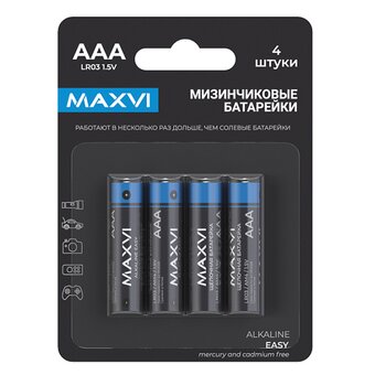  Щелочная батарейка Maxvi MBLR03ES4, Easy, AAA, alkaline, 4шт 