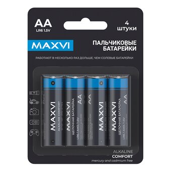  Щелочная батарейка Maxvi MBLR6CF4, Comfort, AA, alkaline, 4шт 