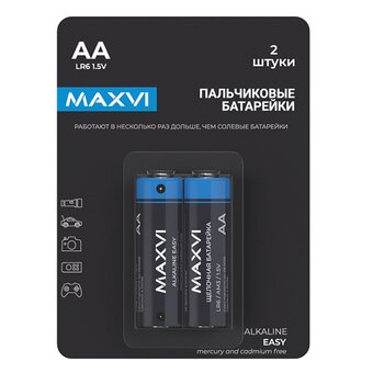  Щелочная батарейка Maxvi MBLR6ES2, Easy, AA, alkaline, 2шт 
