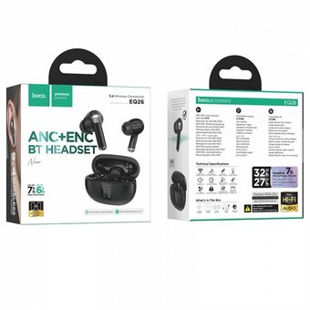  Наушники bluetooth HOCO EQ26 Nice true wireless ANC+ENC BT headset черный 