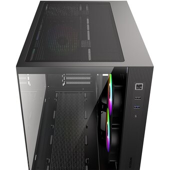 Корпус ID-Cooling View 500 ARGB Black mATX/win TG/3 fans/Gen2 Type C/CPU 162mm/GPU 407mm/no PSU 