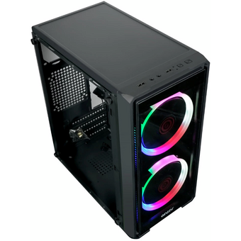  Корпус Ginzzu B177 2*USB 2.0,AU Fan 2*12 LED передняя и боковая панель стекло 
