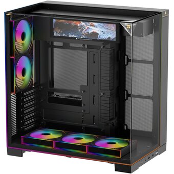  Корпус Thermalright TR-A70 Vision Fan5-M (TRA70VF5MB) / Black / TG / 5x120mm ARGB PWM Fans / ARGB Strip / 9.16'' LCD screen / USB Type-C / ATX 