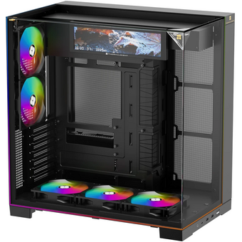  Корпус Thermalright TR-A70 Vision Fan5-C (TRA70VF5CB) / Black / TG / 5x120mm ARGB PWM Fans / ARGB Strip / 9.16'' LCD screen / USB Type-C / ATX 